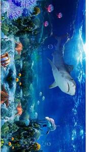 Plážové ručníky - Plážová osuška modrá se žralokem 100x180