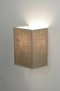 Nástěnné designové béžové svítidlo Bruinisse Taupe (Hranaté nástěnné světlo do ložnice, textilní stínítko, s vypínačem)