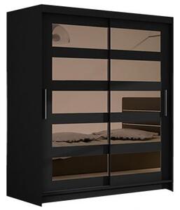 Kapol Miami IV šatní skříň šíře 120 cm s posuvnými dveřmi a zrcadly Matná černá