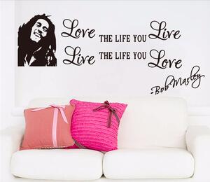 Samolepka na zeď "Miluj život - Bob Marley" 30x70
