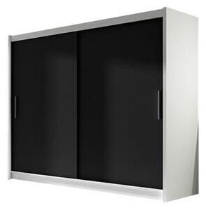 Kapol Bega I šatní skříň šíře 180 cm s posuvnými dveřmi Stěny bílá / černá