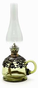 Sklárna Častolovice - Lampa petrolejová Lucie - lesní zelená zdobená cínem