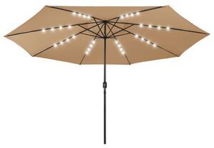 Zahradní slunečník s LED osvětlením 400 cm taupe