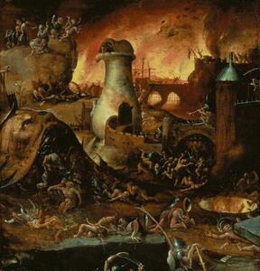 Hieronymus (school of) Bosch - Obrazová reprodukce Hell, (40 x 40 cm)
