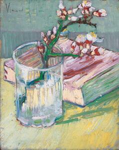 Obrazová reprodukce Flowering almond branch in a glass with a book, 1888, Gogh, Vincent van