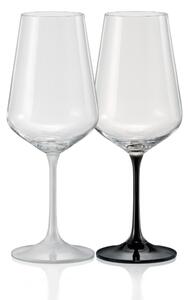 Crystalex - Bohemia Crystal Sklenice na víno Sandra - Black & White 450 ml, 2 ks