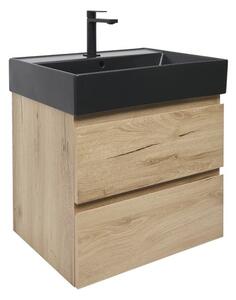 Koupelnová skříňka 2 zásuvková s umyvadlem SAT B-Way 59x50x45 cm dub mat BWAY260OAKU2B2B