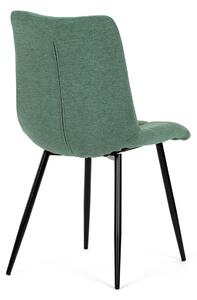 Židle jídelní, zelená látka, černé kovové nohy