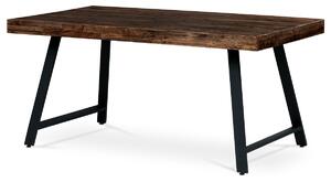 Jídelní stůl, 160x90x76 cm, MDF deska, dýha borovice, kovové nohy, černý lak - HT-534 PINE