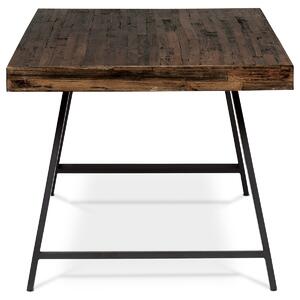 Jídelní stůl, 180x90x76 cm, MDF deska, dýha odstín borovice, kovové nohy, černý lak - HT-536 PINE