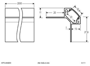 EVN APFL4 Al profil rohový vnější 200cmx3,8cm