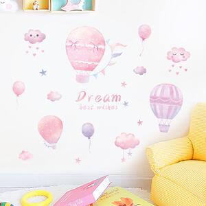 Samolepka na zeď "Růžové horkovzdušné balóny" 87x117 cm