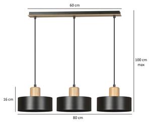 Lustr na lanku TORIN 3xE27/15W/230V černá
