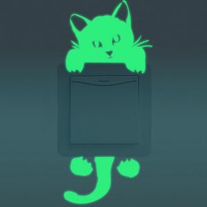 Fosforová samolepka na vypínač "Kočička" 20cm