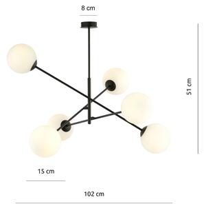 Lustr na tyči LINEAR 6xE14/10W/230V černá/bílá