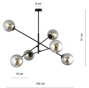 Lustr na tyči LINEAR 6xE14/10W/230V černá/šedá