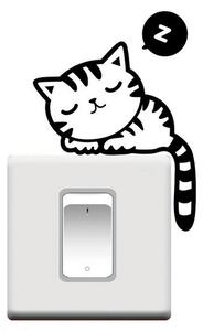 Samolepka na vypínač "Spící Kočička" 14x17 cm