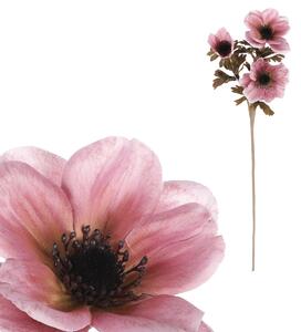 Umělá květina Anemónka starorůžová, 3 květy, 56 x 17 cm