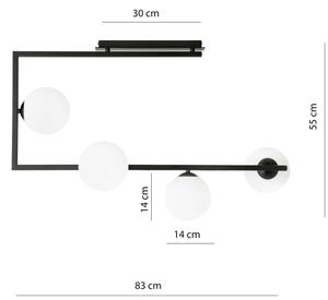 Lustr na tyči SOMA 4xE14/10W/230V černá/bílá