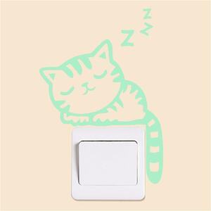 Fosforová samolepka na vypínač "Spící kočička" 14x17 cm