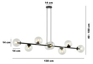 Lustr na lanku ROSSI 8xE14/10W/230V černá/čirá