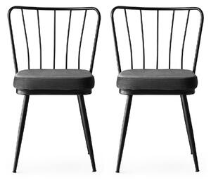 Kalune Design Sada 2 ks jídelních židlí Yildiz černá/tmavě šedá