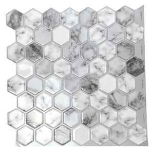 Nalepovací obklad - 3D mozaika - Mramorové 6-úhelníky 30,5 x 30,5 cm