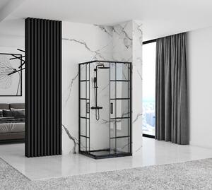 Rea Concept, sprchový kout 90x90x190 cm, černý profil + černá sprchová vanička Savoy, KPL-K1002