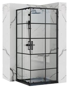 Rea Concept, sprchový kout 80x80x190 cm, černý profil + bílá sprchová vanička Savoy, KPL-K1003
