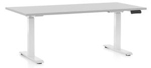 Výškově nastavitelný stůl OfficeTech D, 140 x 80 cm - bílá podnož Barva: Dub