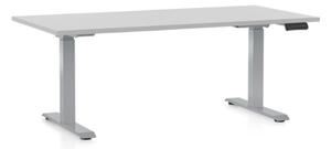 Výškově nastavitelný stůl OfficeTech D, 140 x 80 cm -šedá podnož Barva: Bílá