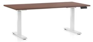 Výškově nastavitelný stůl OfficeTech D, 140 x 80 cm - bílá podnož Barva: Buk
