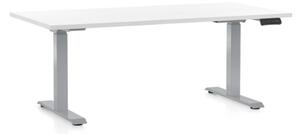 Výškově nastavitelný stůl OfficeTech D, 140 x 80 cm -šedá podnož Barva: Ořech