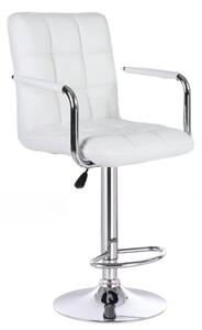 LuxuryForm Barová židle VERONA na stříbrné kulaté podstavě - bílá