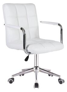 LuxuryForm Židle VERONA na stříbrné podstavě s kolečky - bílá