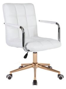LuxuryForm Židle VERONA na zlaté podstavě s kolečky - bílá