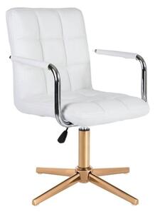 LuxuryForm Židle VERONA na zlatém kříži - bílá