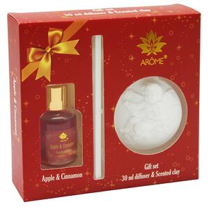ARÔME Dárková sada - Apple & Cinnamon, difuzér a vonný jíl
