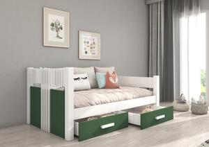 Dětská postel Bibi s úložným prostorem - 80x180 cm : Bílá/Zelená Bílá/Zelená 80x180 cm