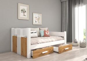 Dětská postel Bibi s úložným prostorem - 80x180 cm : Bílá/Artisan Bílá/Artisan 80x180 cm