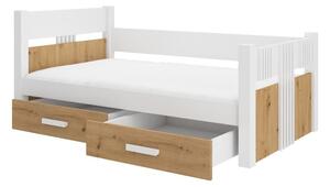 Dětská postel Bibi s úložným prostorem - 80x180 cm : Bílá/dub Sonoma Bílá/dub Sonoma 80x180 cm
