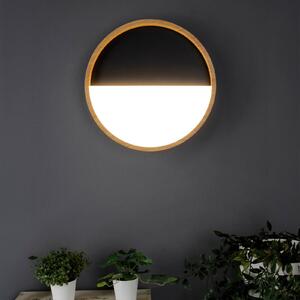 Nástěnné svítidlo LED Vista, černá barva/světlé dřevo, Ø 30 cm