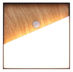 Meg LED dobíjecí nástěnné světlo, barva dřeva, 15 x 15 cm, senzor