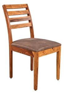 Designová židle Timber Sheesham / hnědé mikrovlákno