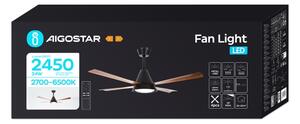 Aigostar - LED Stmívatelný stropní ventilátor LED/24W/230V 2700-6500K 132cm + DO