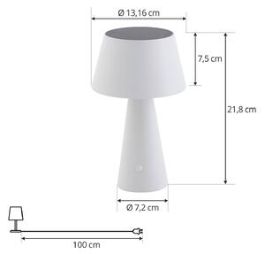 Lindby LED solární stolní lampa Lirinor, bílá, plast, Ø 13cm