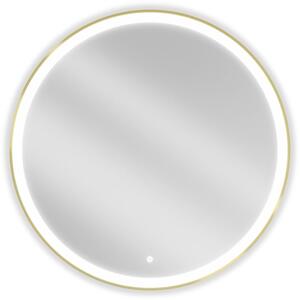 Mexen Esso kulaté podsvícené koupelnové zrcadlo, průměr 90 cm, LED 6000K, antifog, zlatý rám - 9825-090-090-611-50