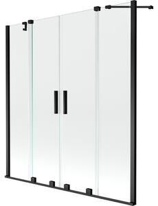 Mexen Velar Duo vanová zástěna, dvoukřídlá posuvná, 140 x 150 cm, transparentní, černá - 896-140-000-02-70