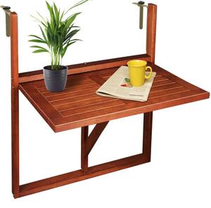Závěsný balkonový stolek, akáciové dřevo 65x45x87cm, certifikát FSC®- sklápěcí