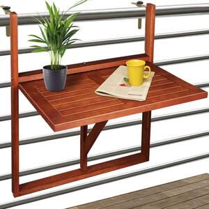 Závěsný balkonový stolek, akáciové dřevo 65x45x87cm, certifikát FSC®- sklápěcí